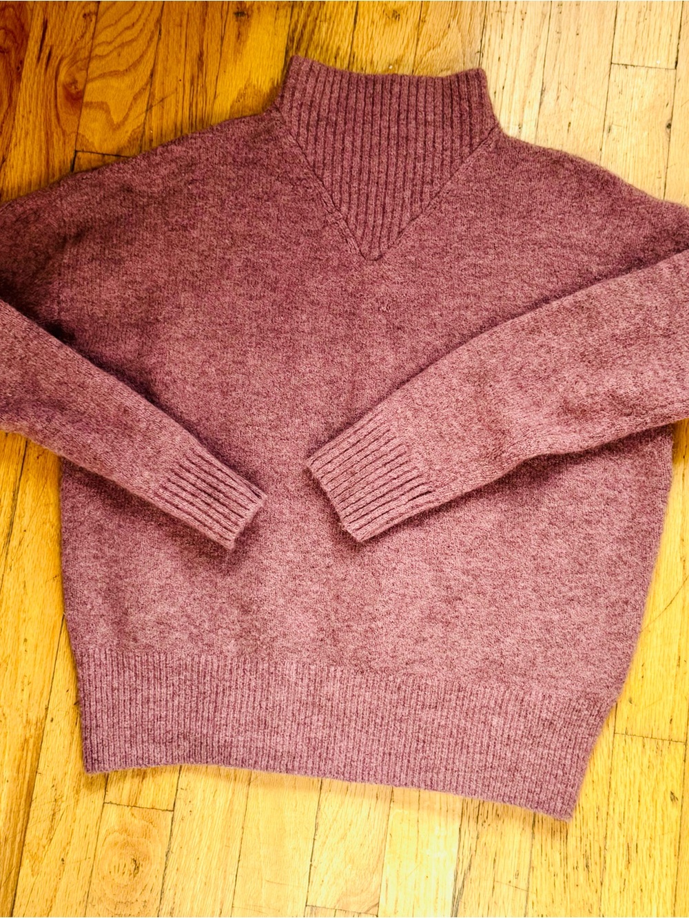 Madewell Ribbed Mock-Neck Sweater in Mauve